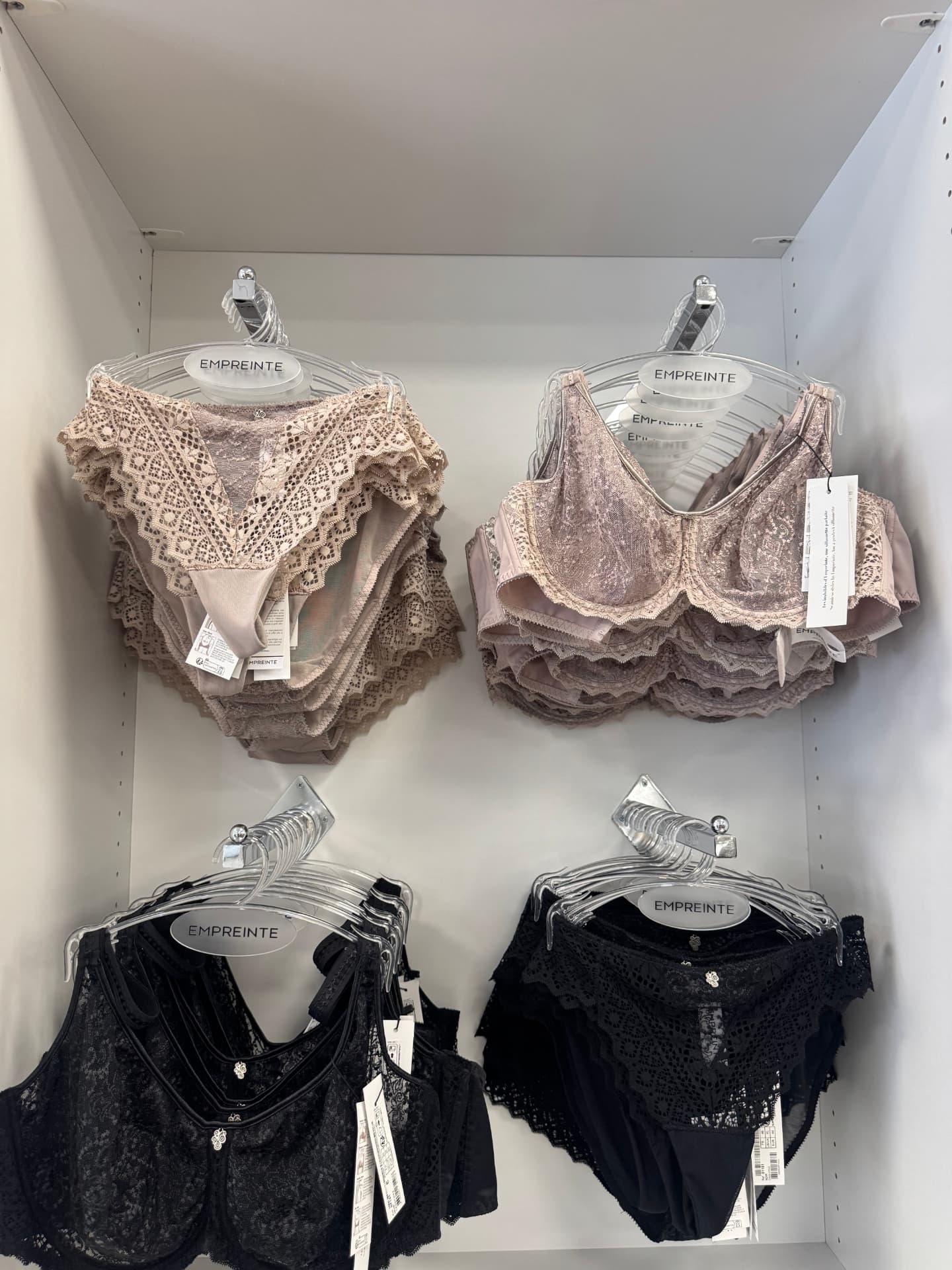 Empreinte bras and coordinating underwear displayed at Blue Rose Lingerie Boutique in Manalapan