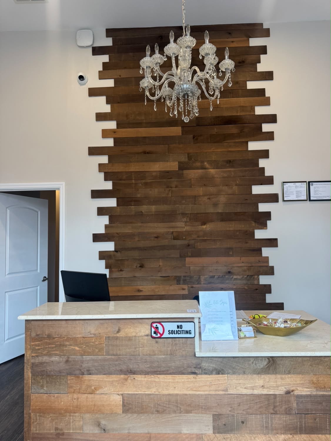The reception area at 88 Skin Scrub Spa in Red Bank