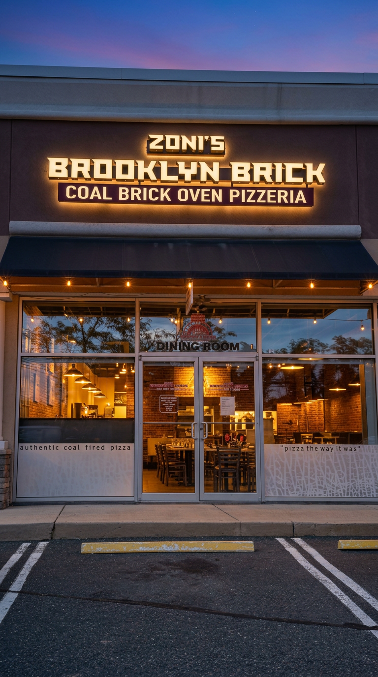 The entrance to Zoni’s Brooklyn Brick coal-fired pizzeria in Sea Girt, New Jersey